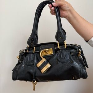 Chloe Black Satchel with Gold Hardware